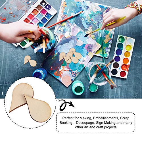 NOLITOY Decor 50pcs 30mm Wooden Shape Cutouts Wood Water Drop Shape Discs Slices Unfinished Wood Pieces Embellishment DIY Crafts Hanging Ornaments NOLITOY