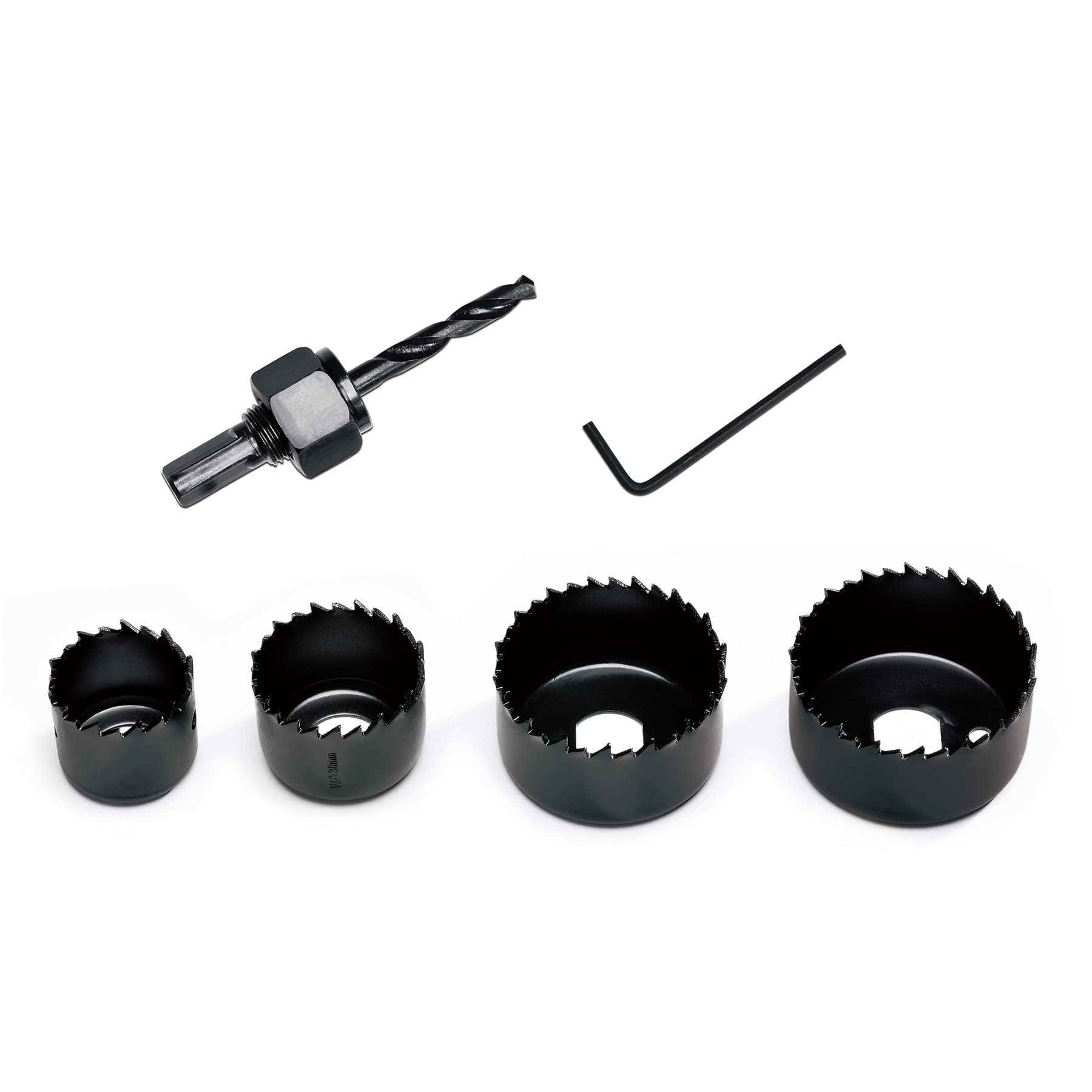 KATA 6PCS Hole Saw Kit 1-1/4" to 2-1/8"(32-54mm) Hole Saw Set in Case with Mandrels and Hex Key for Soft Wood, PVC Board, Plywood - WoodArtSupply