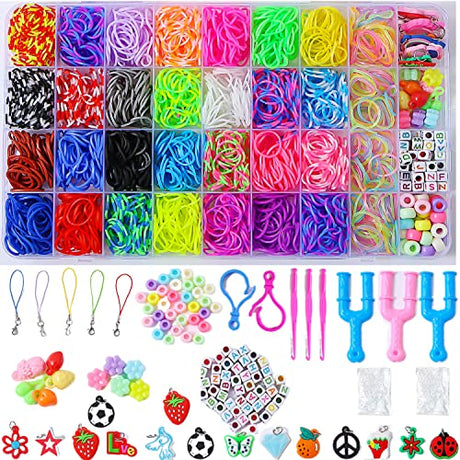 2500+ Rubber Band Bracelet Kit, Loom Bracelet Making Kit for Kids, Rubber Bands Refill Loom Set, Loom Bands Kit,Friendship Bracelet Girls Creativity Yestrong