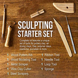 US Art Supply 12-Piece Pottery and Clay and Sculpting Tools Set with Canvas Zippered Case US Art Supply