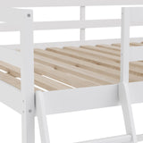BizChair Twin Size Loft Bed Frame with Built-In Desk & Guard Rails - White BizChair