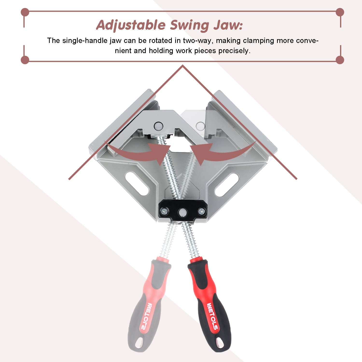 WETOLS Corner Clamp 4pcs - 90 Degree Right Angle Clamp - Single Handle Corner Clamp with Adjustable Swing Jaw Aluminum Alloy, Photo Framing, Tools WETOLS