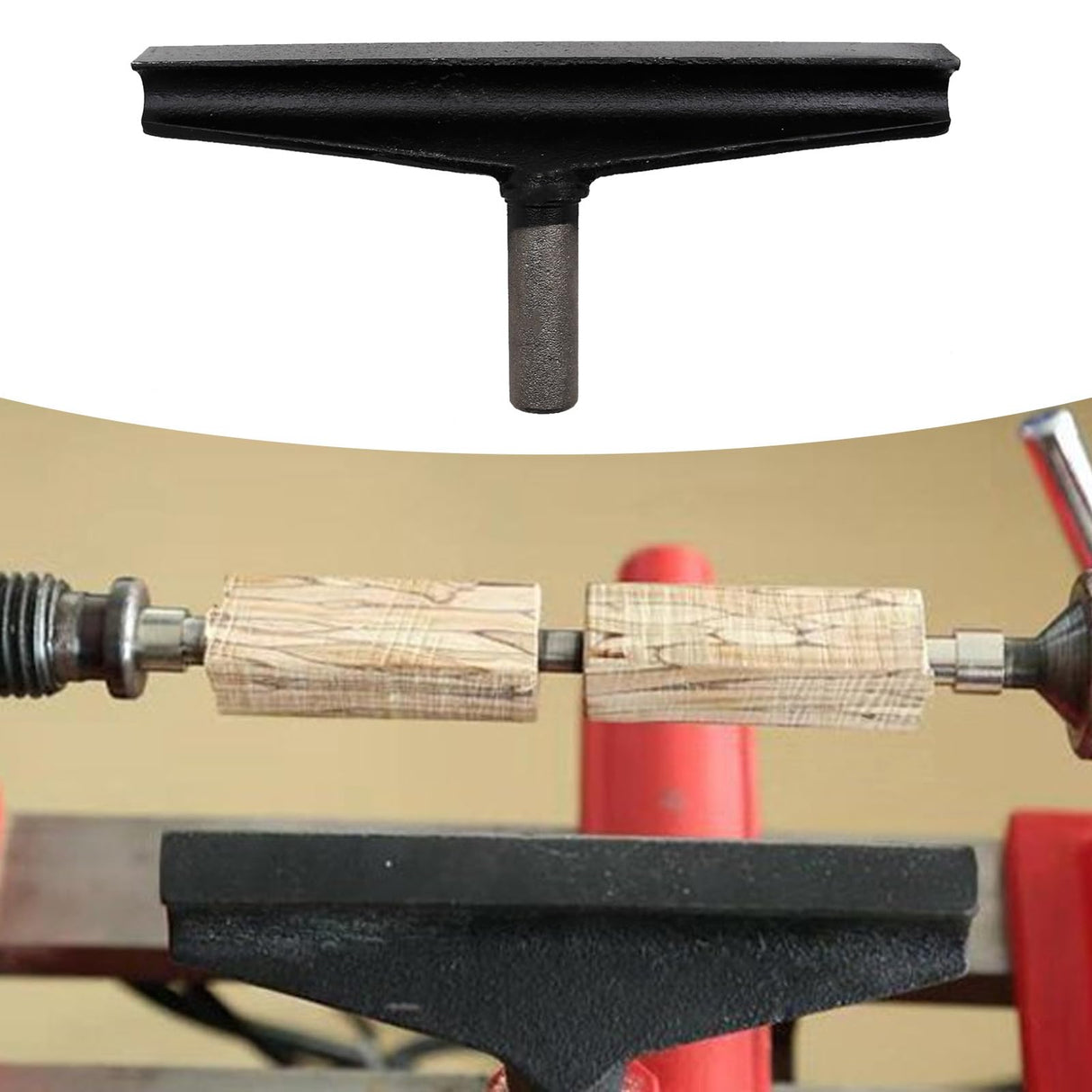 Vkinman 12 Inch Lathe Tool Rest 25.32mm Post Cast Iron T Type Tool Post Round Handle Tool Post Wood Lathe Turning Accessories for Woodworking Vkinman