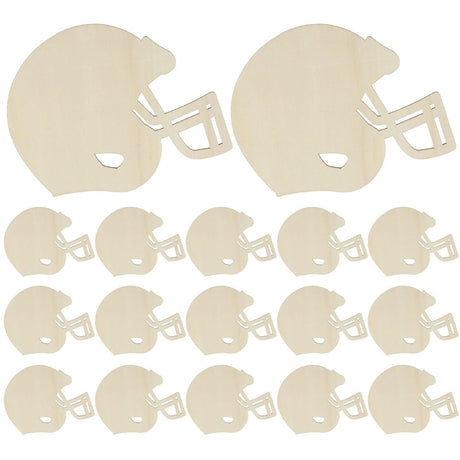 VILLCASE 20pcs Helmet Unfinished Wood Football Hockey Helmet Shaped Wood Slices Helmet Wooden Ornaments for Crafts Painting Door Sign Wedding Home VILLCASE