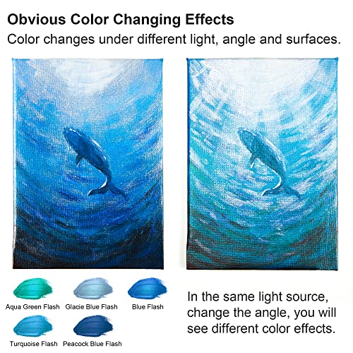 Shuttle Art Color Change Acrylic Paint, 20 Chameleon Colors Acrylic Paint, 60ml/2oz Bottles, Iridescent Paint for Artists, Beginners, Kids Painting & Shuttle Art