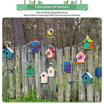 ILHSTY 18 Pack Large Paintable DIY Wooden Bird Houses Kits for Kids, Kids Crafts Wood Houses for Crafts Class Parties Birthday, DIY Crafts and Art - WoodArtSupply