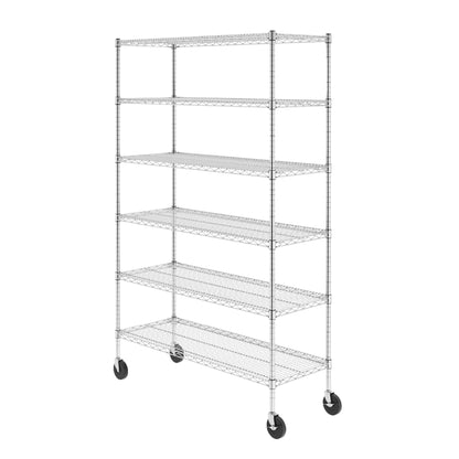 Heavy-Duty NSF Certified SafeRacks Storage Shelves with Wheels - Adjustable Steel Wire Shelving Unit - WoodArtSupply