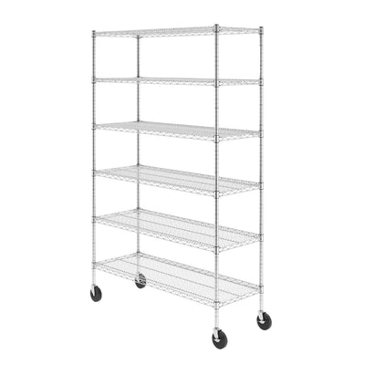 Heavy-Duty NSF Certified SafeRacks Storage Shelves with Wheels - Adjustable Steel Wire Shelving Unit