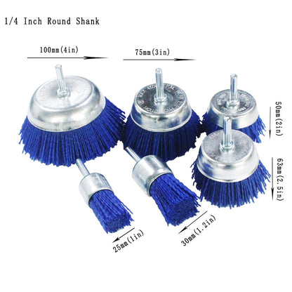 𝐉𝐔𝐍𝐋𝐈𝐗𝐍 10 Pcs Abrasive Filament Nylon Wire Bristle Brush Wheel, 1/4" Shank 80 Grit Coarse Sanding Scuffing Brush for Removal of Rust Corrosion Paint