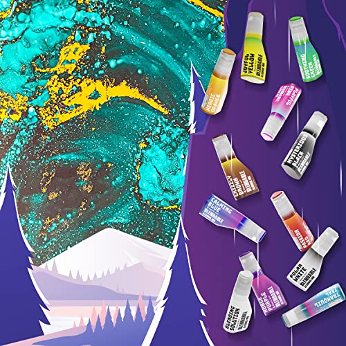 Bearly Art Alcohol Ink - The Colorful Collection - Blendable Rainbow Alcohol Inks Set - 0.5 fl oz (15 ml) Bottles - 12 Colorful Colors - Includes - WoodArtSupply