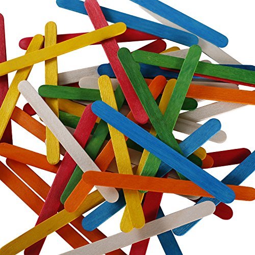 Gmark Wooden Craft Sticks 1000 ct - 750 Natural Food Grade Popsicle and 250 Craft Sticks Colored Combo - DIY Crafts Creative GM1072… Gmark