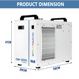 S&A CW-5000 DG Industrial Water Chiller 7L 1.14HP 2.64gpm Water Cooling System for 40W 50W 60W 70W 80W 90W 100W CO2 Laser Engraving & Cutting S&A
