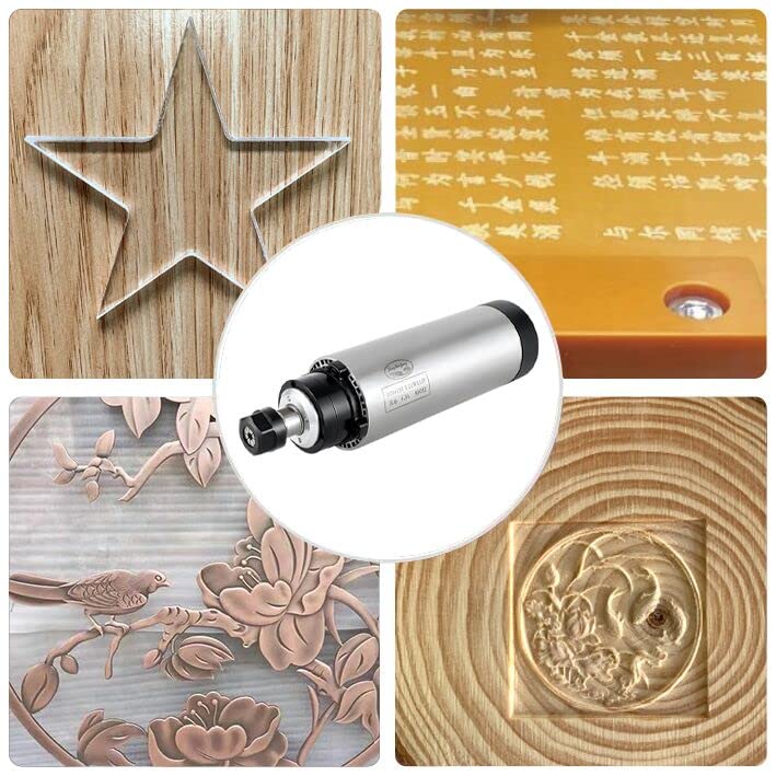 CNC Spindle Motor Kits, 110V 1.5KW Air Cooled Spindle CNC Spindle +110V 1.5KW VFD+Φ65mm Clamp Mount +Collet Set ER11+ Drill bits+ Wires+ Wrenches for Zhong Hua Jiang