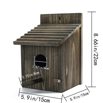 NATUREYLWL Wooden Bird House Wood Bird House for Outside with Pole for Finch, Bluebird, Cardinals, Hanging Birdhouse Garden Country Cottages - WoodArtSupply