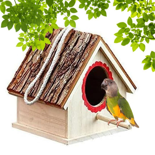 kathson Bird House for Outside Clearance Parakeet Nesting Box Wooden Houses Hanging Wood Breeding Outdoor Parrot Birdhouse Natural Aviary Cage - WoodArtSupply