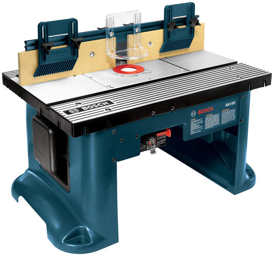 BOSCH RA1181 Benchtop Router Table 27 in. x 18 in. Aluminum Top with 2-1/2 in. Vacuum Hose Port - WoodArtSupply