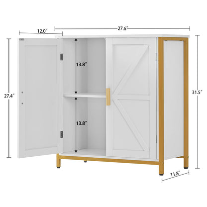 WEENFON Storage Cabinet, Floor Cabinet with 2 Doors & 1 Shelf, Wooden Freestanding Storage Cabinet with Metal Frame, Buffet Cabinet, for Living Room,