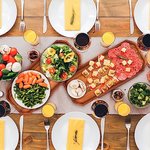 Dandat 12 Pack Wooden Serving Platter Acacia Wood Platters 12 x 5 Inch Rustic Serving Tray Rectangular Charcuterie Board Cheese Plate for Home Decor Dandat