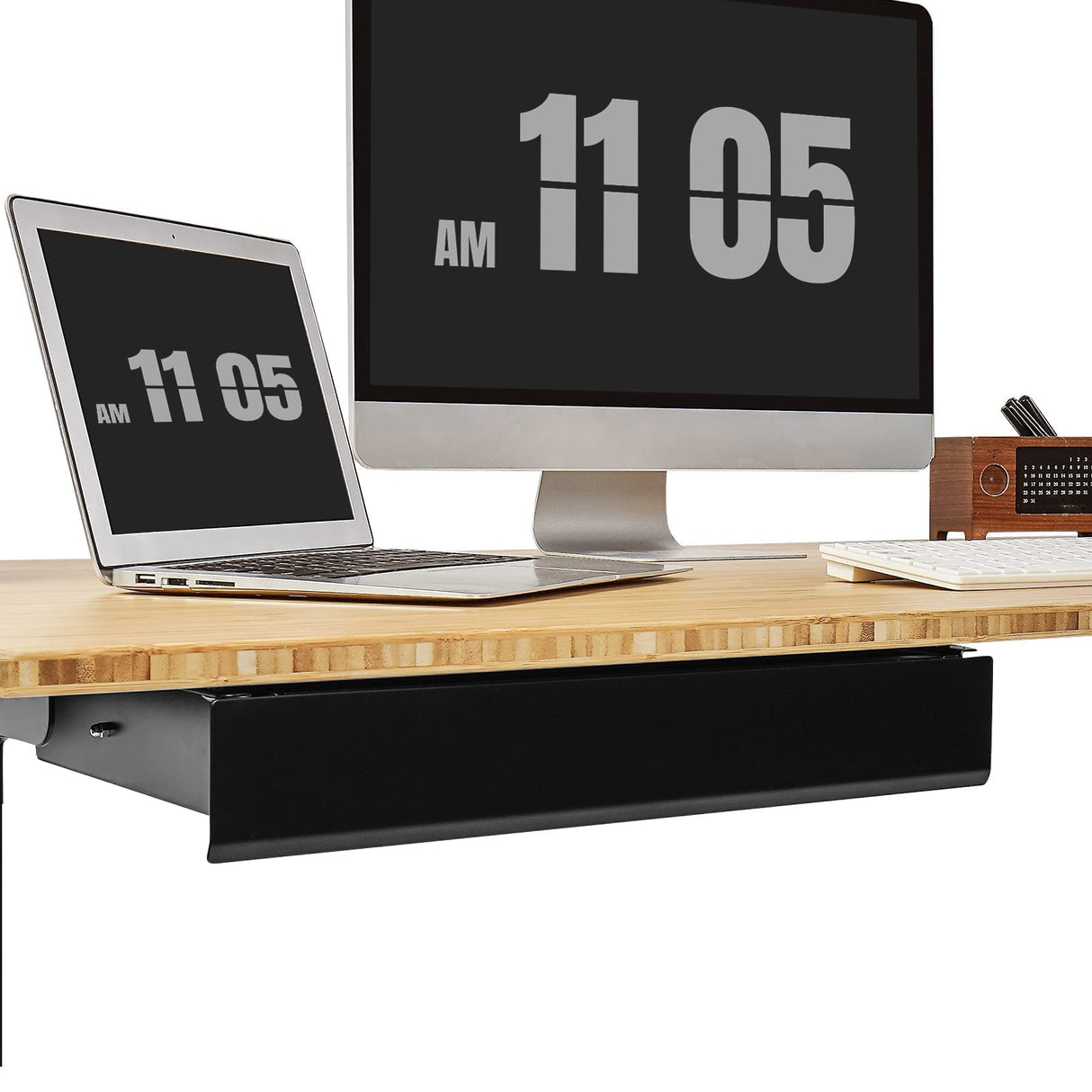 FLEXISPOT Under Desk Pull-Out Drawer Standing Desk Storage Organizer, Sliding Security Workstation Drawers (L, Black) FLEXISPOT