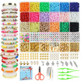 Redtwo 5100 Clay Beads Bracelet Making Kit, Flat Preppy Beads for Friendship Jewelry Making,Polymer Heishi Beads with Charms Gifts for Teen Girls Redtwo