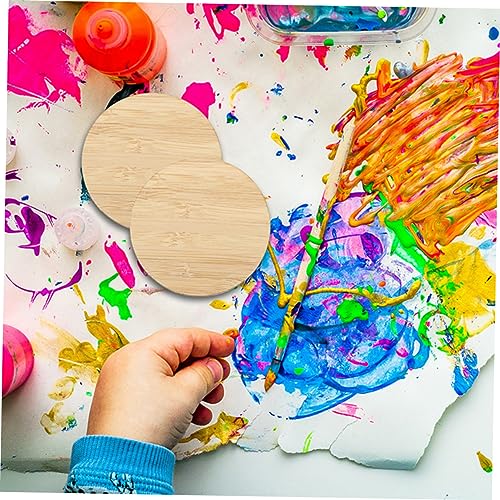 Tofficu 10pcs Round Bamboo Unfinished Circle Graffiti Bamboo Slices Unfinished Bamboo Slices Painting Materials Unfinished Round Chips DIY Graffiti Tofficu