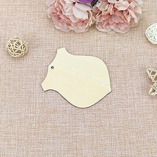 Creaides 20pcs Badge Wood DIY Crafts Cutouts Wooden Police Officer Symbol Shield Hanging Sign Ornaments with Hole Hemp Ropes Gift Tags for Wedding