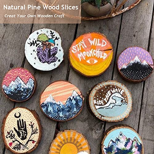 120 Pcs Unfinished Natural Wood Slices - About 1" - DIY Round Tiny Wood Kit with Bark for Wooden Crafts Wedding Decorations (1") FORLAND