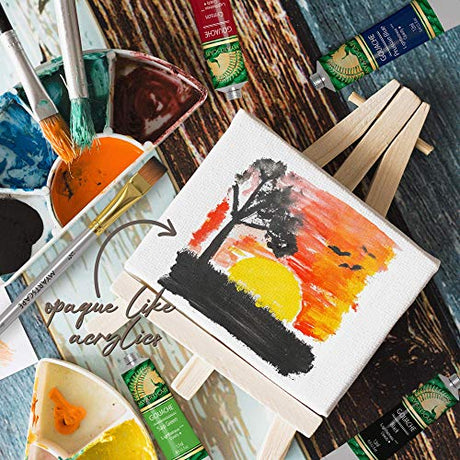 MyArtscape Gouache Paint Set - 12 x 12ml Tubes - Artist Quality - Lightfast - Premium Vibrant Colors - Fade-proof - Rewettable - High Pigment Load - MyArtscape