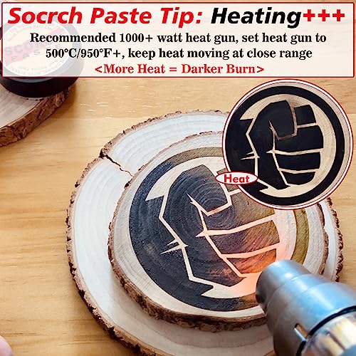 Scorch Paste - Wood Burning Paste, Wood Burning Gel for Crafting & Stencil, Stable Heat Activated Paste, Accurately & Easily Burn Designs on Wood, Scorch Paste