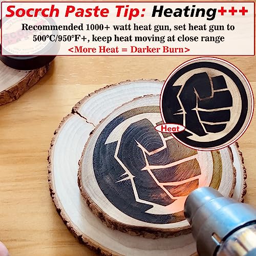 Scorch Paste - Wood Burning Paste, Wood Burning Gel for Crafting & Stencil, Stable Heat Activated Paste, Accurately & Easily Burn Designs on Wood, Canvas, Denim & More - Pack of 2 Jars