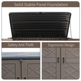 ADDOK Horizontal Large Outdoor Storage Sheds, Resin Patio Outdoor Storage Cabinet for Patio Furniture,Grill, Pool Toys and Gardening Tools. ADDOK