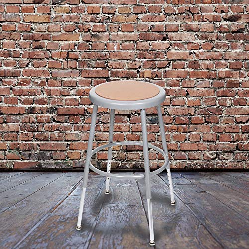 OEF Furnishings (2 Pack) Height Adjustable Grey Shop Stool, 18-27" High - WoodArtSupply