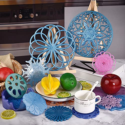 Large Coaster Molds, 3 PCS Silicone Molds for Resin Casting, Mandala Coaster Resin Molds Set, Round Coaster Epoxy Molds for Making Carved Hollow Cups ZMCHE
