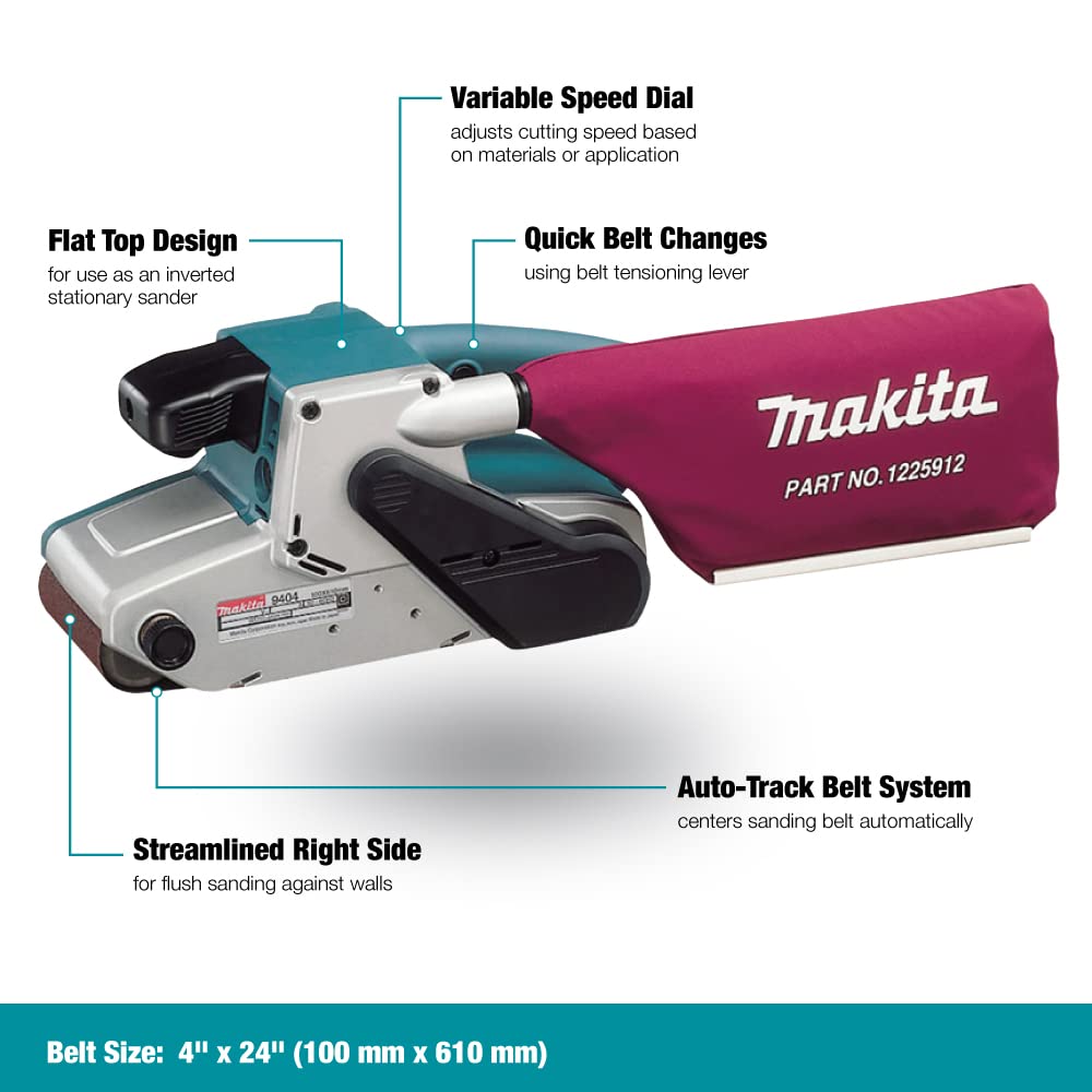Makita 9404 4" x 24" Belt Sander, with Variable Speed , Blue Makita