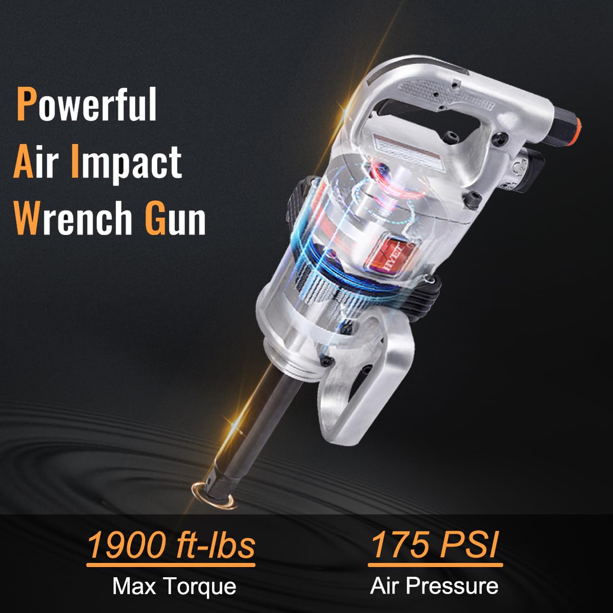 ERGOMASTER Air Impact Wrench Gun 1 Inch High Torque, Pneumatic Impact Wrench Set Heavy Duty w/ D Handle & Carrying Case, 1900 ft-lbs, 4200 RPM, for C ERGOMASTER