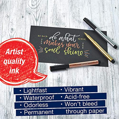 Faber-Castell Metallic PITT Artist Pens - 3 Colored Metallic Colors - Smooth Bullet Nibs (Classic Metallic)