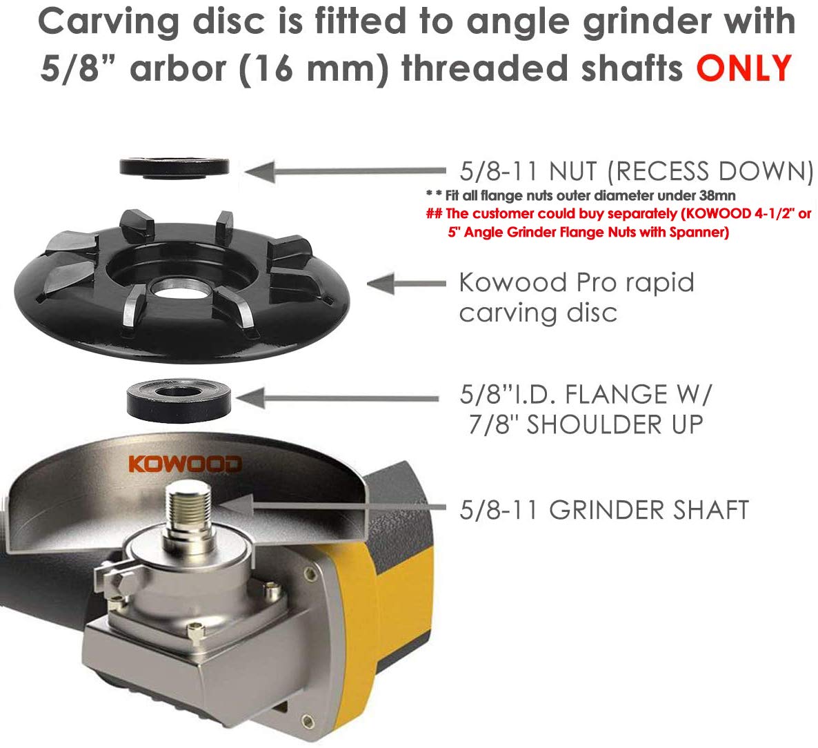 Wood Turbo Carving Disc (Curve) in 8 Teeth by KOWOOD - WoodArtSupply