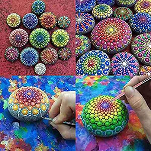 Chironal 24Pcs Painting Rocks Coloring Drawing DIY Tools Creative Mandala Dotting Tools Set