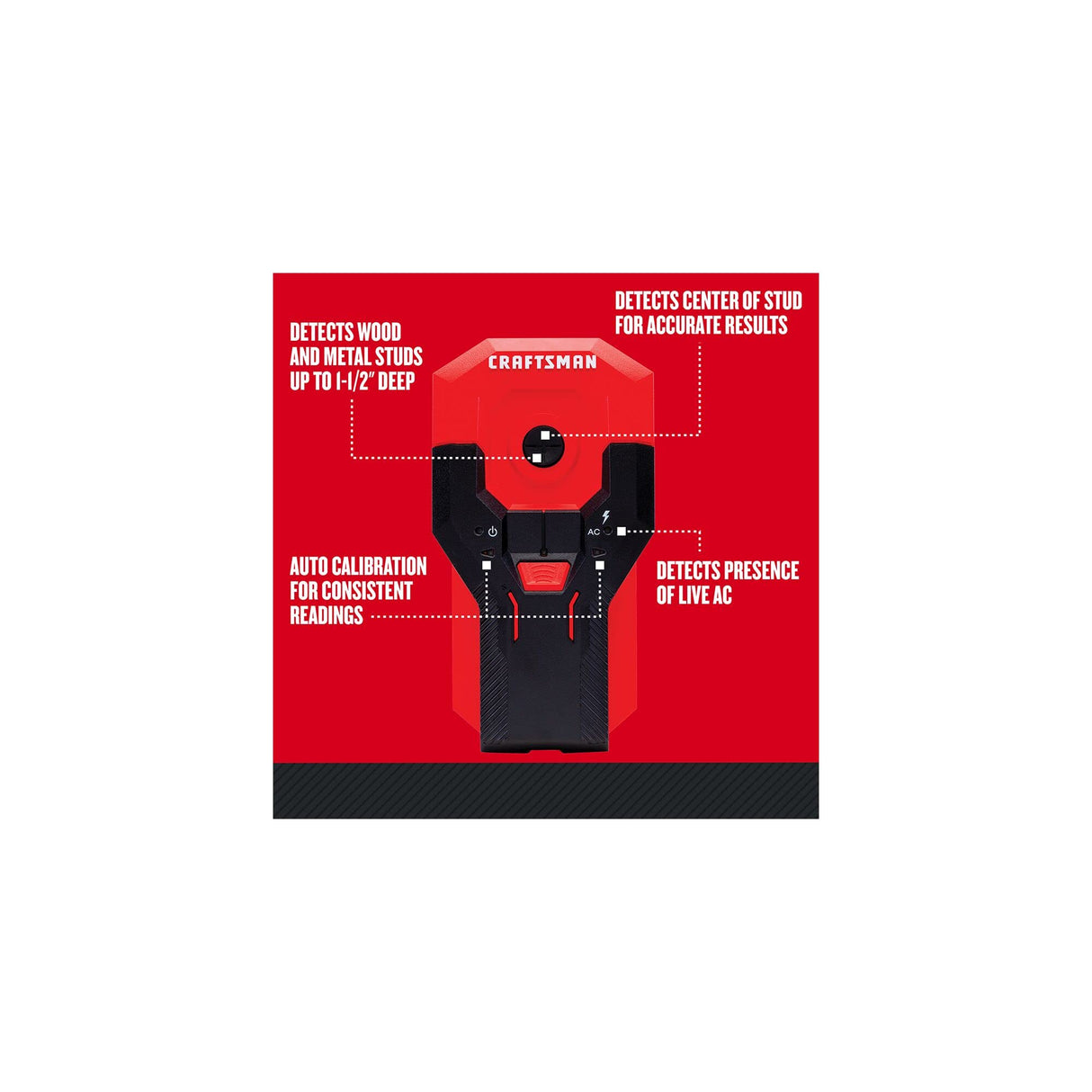 CRAFTSMAN Stud Finder, 1.5”, With AC Detection, Batteries Included (CMHT77621) Craftsman