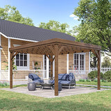 Outsunny 10' x 12' Outdoor Pergola, Wood Gazebo Grape with Concrete Anchors for Climbing Plant Support at Garden, Patio, Backyard, Deck, Brown Outsunny