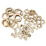 freneci 100Pcs Blank Wood Pieces Square Flowers Hexagon Hollow Unfinished Wooden Cutouts Embellishments for DIY Arts Craft Project, Picture Photo freneci