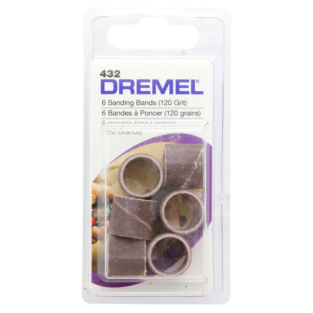 Dremel 432 1/2-Inch 120 Grit Sanding Bands, 6 Pack, Rotary Tool Accessory - WoodArtSupply