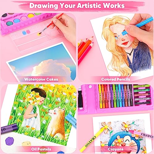 iBayam Art Supplies, 139-Pack Drawing Kit Painting Art Set Art Kits Gifts Box, Arts and Crafts for Kids Girls Boys, with Coloring Book, Crayons, iBayam