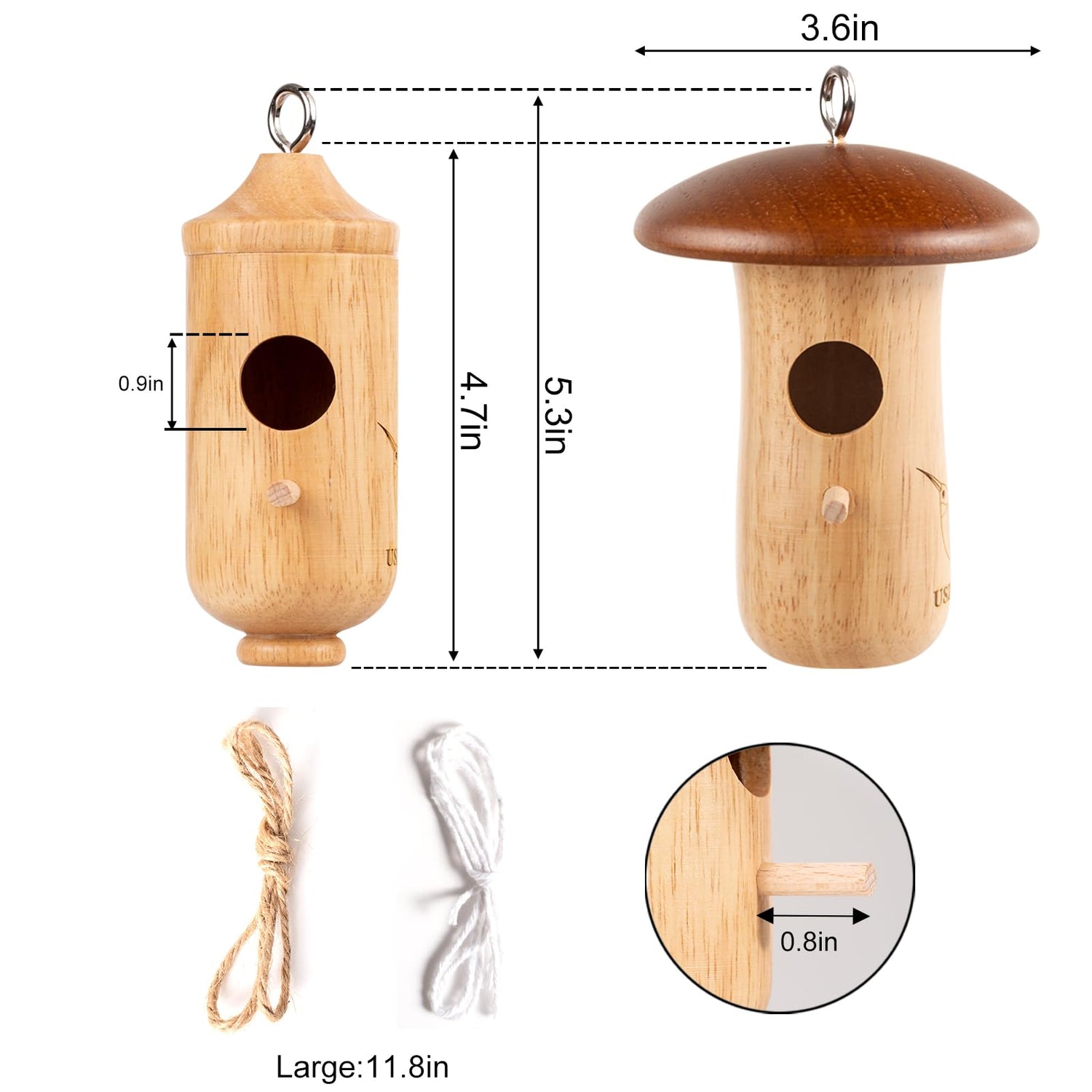 Hummingbird House, Wooden Hummingbird Houses for Outside for Nesting, Birdhouses for Outside, Home Garden Decoration, Gardening Gifts, 2 Pack DNZRONK