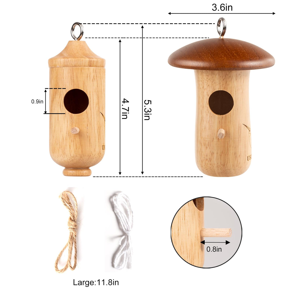 Hummingbird House, Wooden Hummingbird Houses for Outside for Nesting, Birdhouses for Outside, Home Garden Decoration, Gardening Gifts, 2 Pack DNZRONK