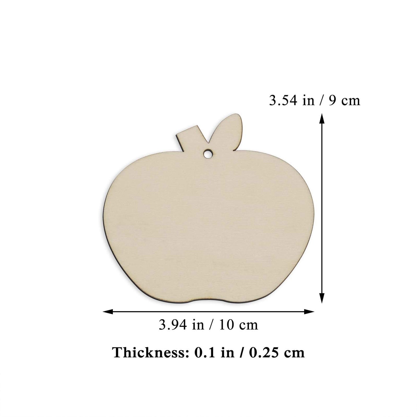 JANOU 20pcs Apple Shape Unfinished Wood Cutouts DIY Crafts Blank Hanging Gift Tags Ornaments with Ropes for Wedding Birthday Christmas Party