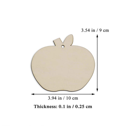 JANOU 20pcs Apple Shape Unfinished Wood Cutouts DIY Crafts Blank Hanging Gift Tags Ornaments with Ropes for Wedding Birthday Christmas Party