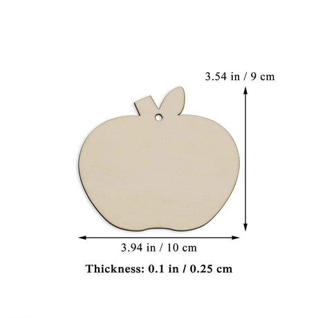 JANOU 20pcs Apple Shape Unfinished Wood Cutouts DIY Crafts Blank Hanging Gift Tags Ornaments with Ropes for Wedding Birthday Christmas Party JANOU