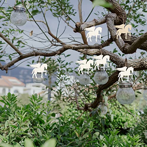 Horse Wooden Blank Pegasus Wood with Twines Art Unfinished Ornaments for Christmas Wedding Birthday Party Thanksgiving Day Decoration 20Pcs. Zontween