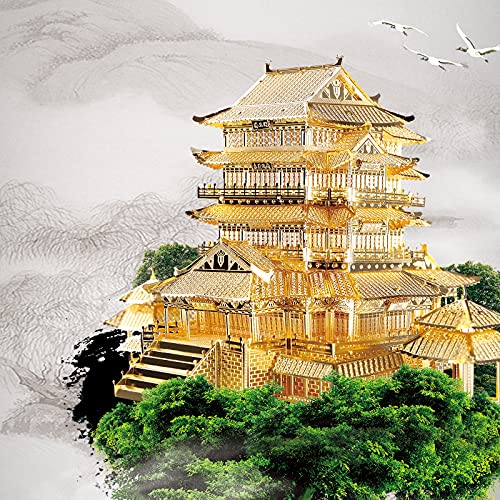 Piececool 3D Metal Puzzle for Adults, Tengwang Pavilion Metal Model Kit, Chinese Famous Architecture Building Kit DIY Craft Brain Teaser 3D Puzzles - WoodArtSupply